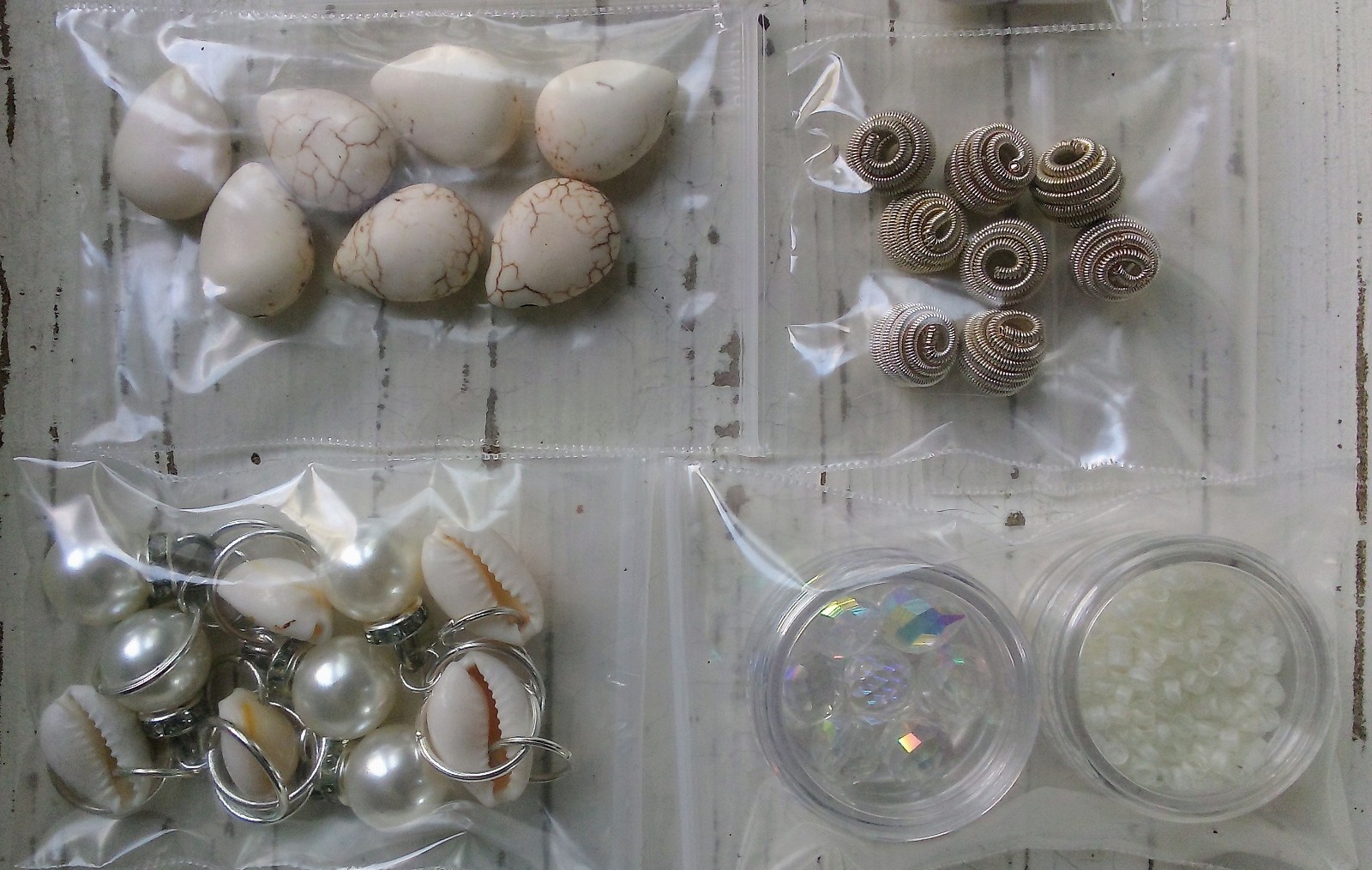 Mixed Bead Soup Lot Craft Beading Cream n White Mix