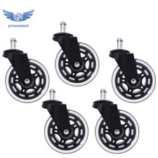 5PC 3 inch Heavy Duty Office Chair Caster Rubber Swivel Wheels Replacement Set