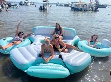 Large Inflatable Floating Party Island Adult Lake Raft Water Lounge Tube Float