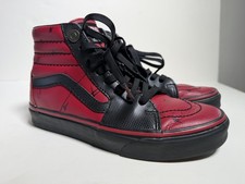 Vans Sk8-Hi Unisex Skate Shoe Red Black Leather Marvel Deadpool M/7 W/8.5