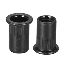 20Pcs M8 Rivet Nuts Carbon Steel Knurled Flat Head Threaded Insert Nut Black