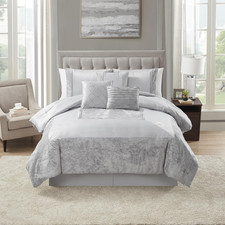 King Size Comforter Set 7 Piece - Luxurious Crushed Velvet Ultra-Soft Comforter,