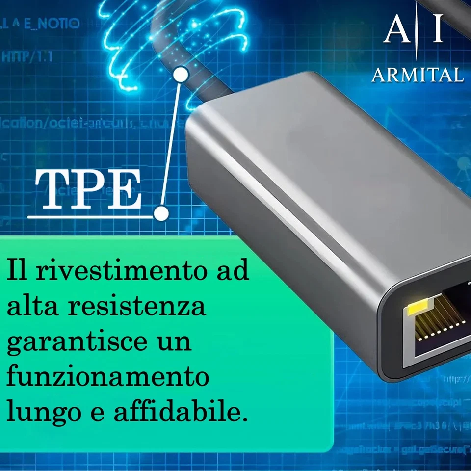 Adattatore Tipo-C/USB a LAN RJ45 1000Mbps Convertitore Rete Ethernet Gigabit - Immagine 3 di 4