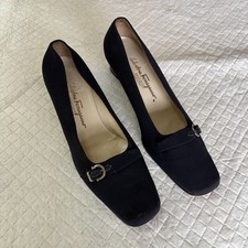Ferragamo Authentic Salvatore Ferragamo Minuetto Navy Blue Pumps Used 235