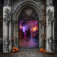 Outdoor Halloween Decorations Door Banner - Waterproof Spooky Porch Signs for Fr
