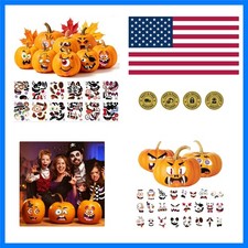 Halloween Pumpkin Decorating Stickers, Pumpkin Face Stickers Decal Make Jac...