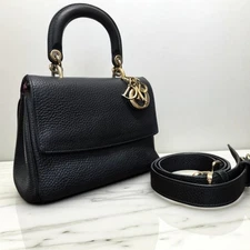 Christian Dior Bee Mini 2-Way Handbag Shoulder Bag Black Metal Used Japan