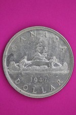 1947 Double HP Maple Leaf Canada Silver Dollar .800 Fine Coin Authentic 1876