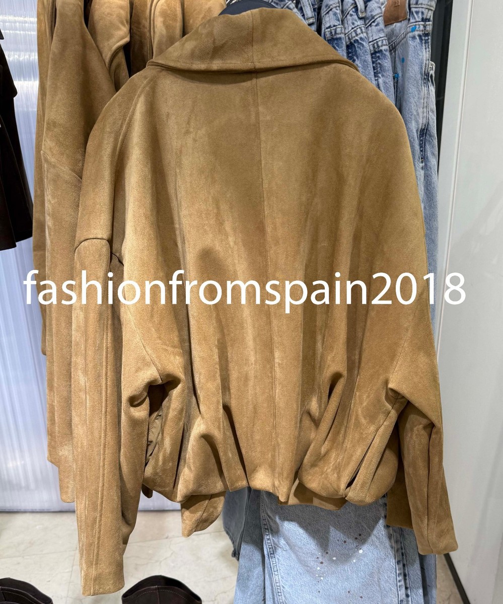ZARA NEW WOMAN FAUX SUEDE WRAP JACKET DARK CAMEL S,M,L 4344/151