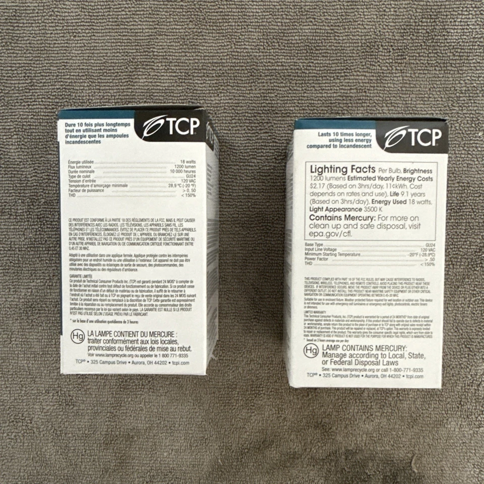 (2) TCP CFL Lamps Item#33118SP35K GU 24 Base / 18 Watt Non Dimmable - Image 2 of 4