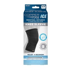 Copper Fit Ice Knee Compression Sleeve Infused Menthol S/M 12  -16   Black 