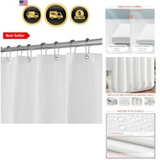 Waffle Weave White Shower Curtain Hotel Luxury Quality, Fabric Shower Curtain...