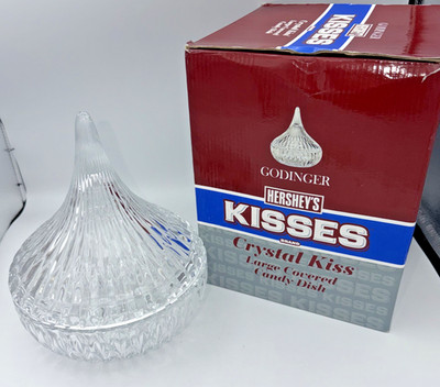 LARGE 9'' Hershey's Kiss Crystal Covered Candy Dish Godinger Kisses Box HTF