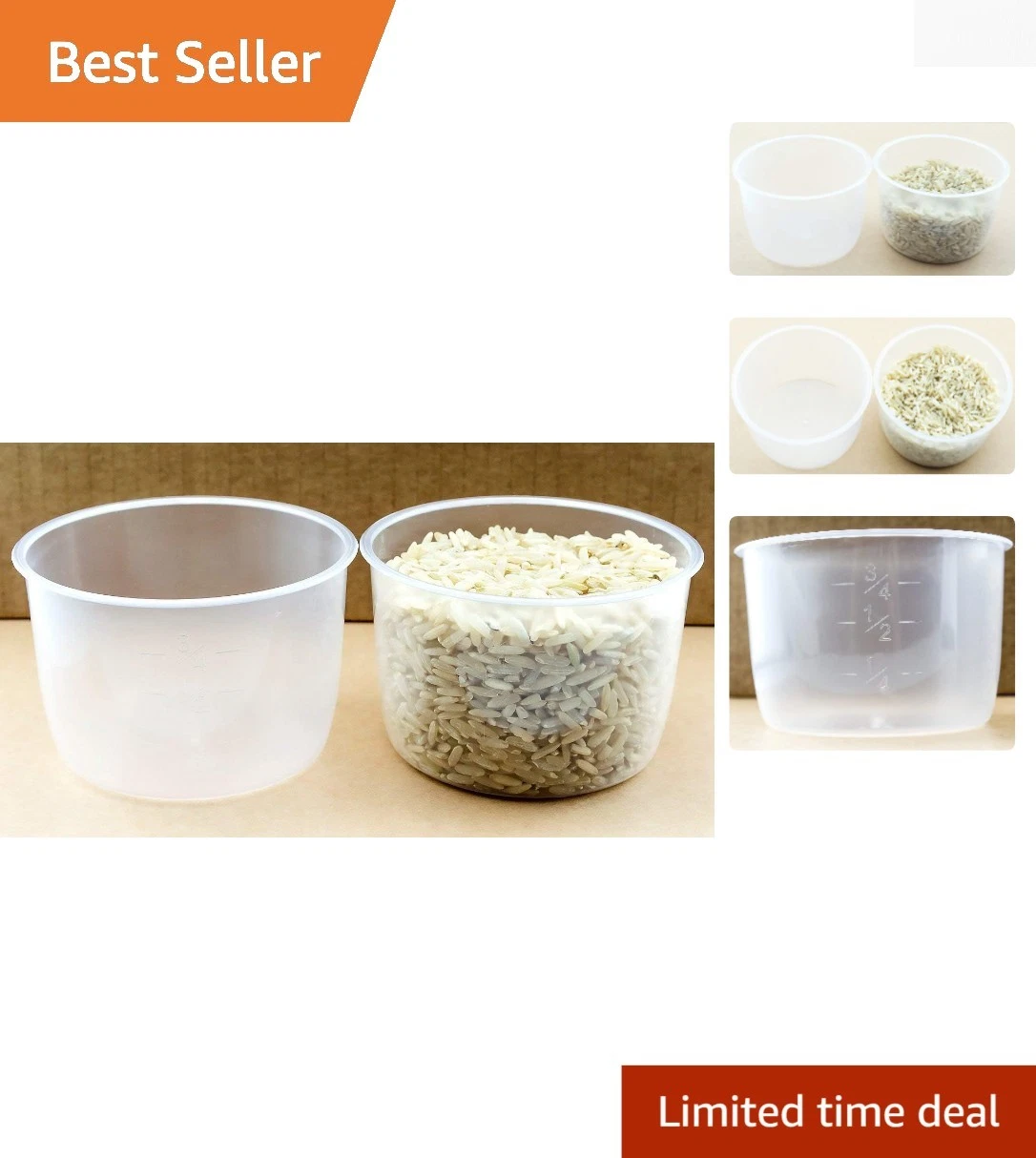 2 Pack Clear Rice Measuring Cups - Perfect Measurements with Dishwasher Safety