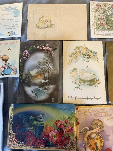 Vintage 43 Postcard Lot Mixed Valentine Easter Birthday Pretty Ladies Animals  - Picture 5 of 9