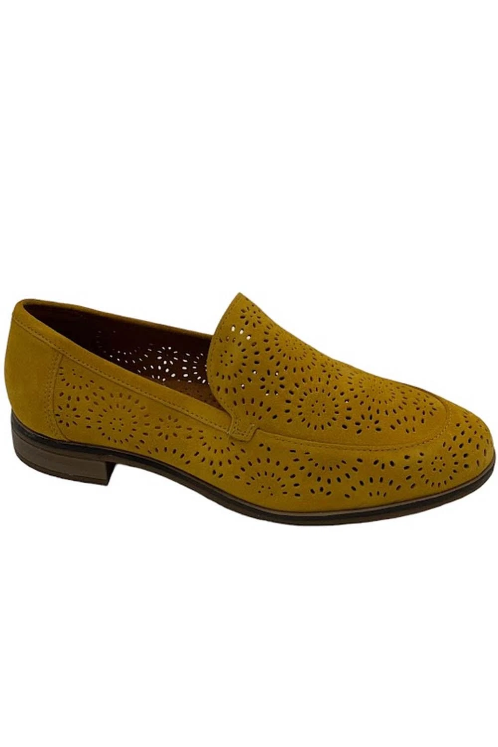 Mocassini Clarks Collezione Scamosciato Traforato Trish Calla Giallo Dorato