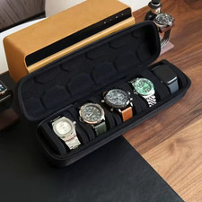 1pc 5-Slot Watch Case Hard Shell Travel Organizer Pillow Insert Black - NEW
