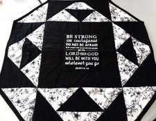 TABLE TOPPER - HANDMADE QUILTED - UNIQUE BLACK AND WHITE