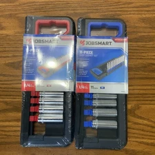 JobSmart 1/4 in. Drive Metric & Standard Deep Socket 11Pc Sets Lot Bundle MM SAE