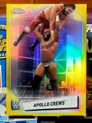 Apollo Crews 2021 Topps Chrome WWE #48 Gold Refractor 49/50