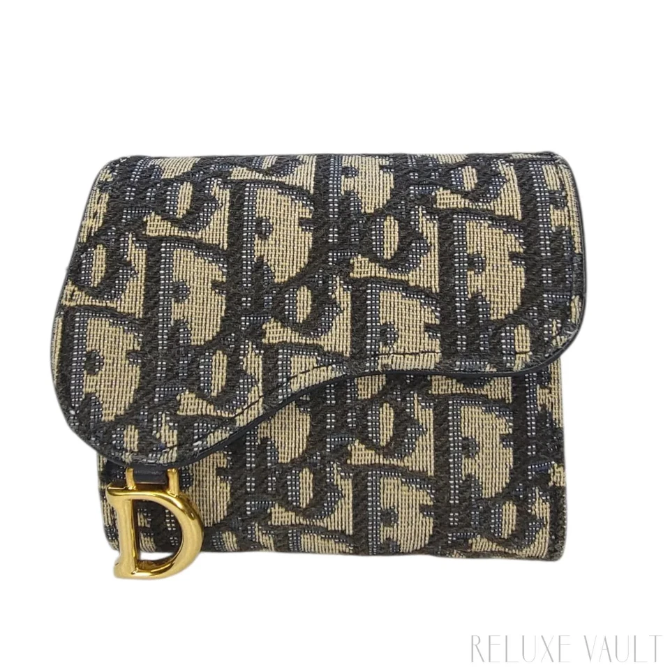 Cartera Christian Dior Saddle Lotus azul Dior jacquard oblicuo Foto 2 de 4