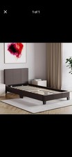 Bed Frame Single Faux Leather Dark Brown  - Used in good condition