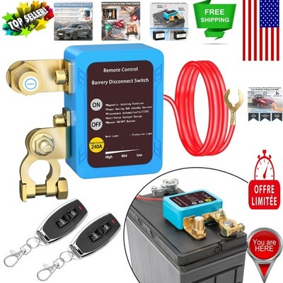 Remote Battery Disconnect Switch - 12V, 240A, Weather-Resistant Brass