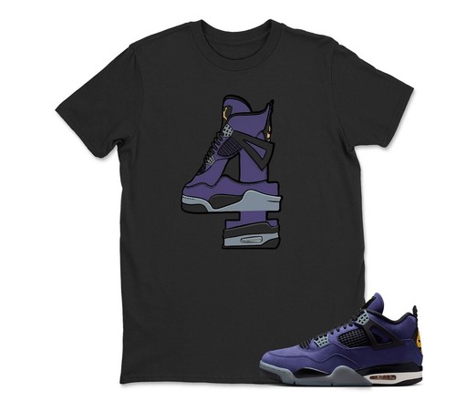 Number 4 Sneaker Shirt Black to Match jd 4 Imperial Purple BLACK/WHITE - Picture 5 of 6