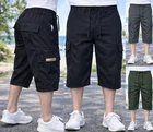 3/4 Three Quarter Mens Below Knee Long Shorts Elasticated Waist Cargo Combat