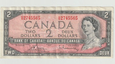 just 1954 $2 Canada Dollars Queen Elizabeth says i am just like everyone else ..