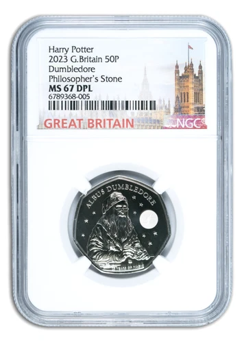 2023 50p Great Britain Harry Potter Dumbledore NGC MS67 King Charles #3/4 in Set