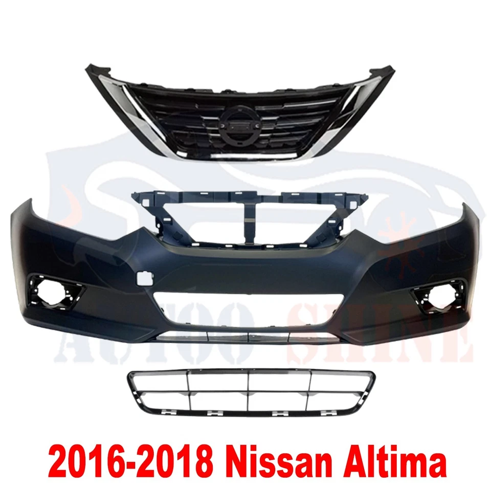 Front Bumper Cover Primed & Grille Assembly For 2016-2018 Nissan Altima Foto 2 de 4