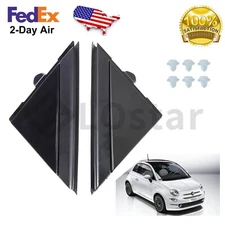 2 x Left & Right Door Mirror Flag Cover Moldings For 2012-2019 Fiat 500 1.4L