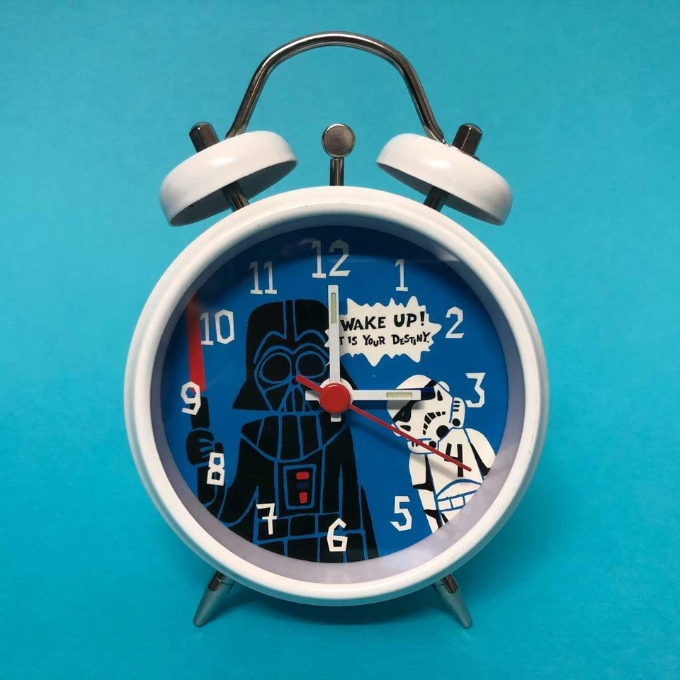 Retro Star Wars Darth Vader Stormtrooper Cartoon White Mini Boxed Alarm Clock 6" - Image 2 of 4
