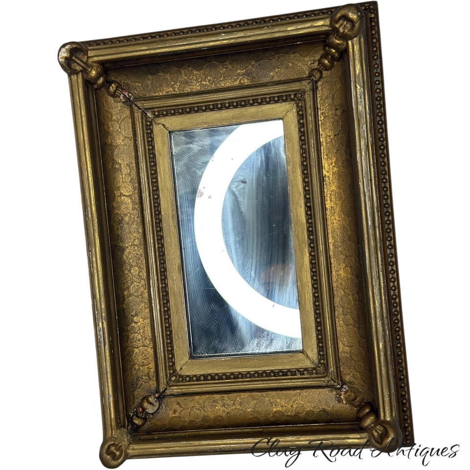 antiguo dorado temprano marco de espejo federal miniatura pintura al óleo profunda 1830 Foto 2 de 4