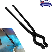 17 Inch Black V-Bit Bolt Blacksmith Tongs, Wolf Jaw Tongs Assembled Knife Making