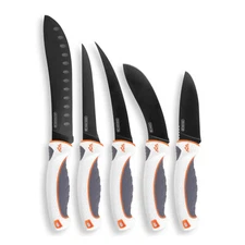 Outdoor Edge ErgoMax Fixed Blade Knife Set Plain Edge 5 Knives & Sharpener  EM-1