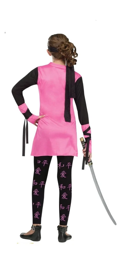 Dragon Ninja Girl Child Halloween Dress-up Costume Black & Pink Size Small 4-6 - Image 2 of 2
