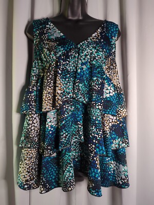 Maternity Sleeveless Top Blue Gold Silver XL