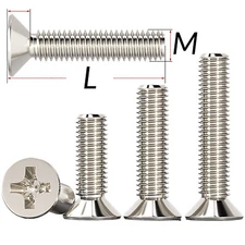 M1 M1.2 M1.4 M1.6 - M6 PHILLIPS COUNTERSUNK MACHINE SCREWS STEEL FLAT HEAD BOLTS