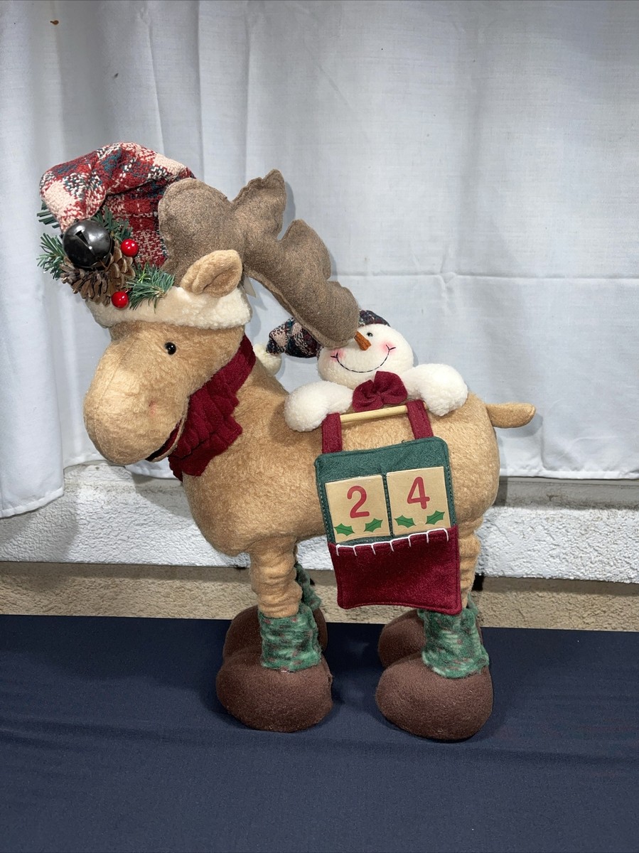 エネスコ　プレシャスモーメント　ヴィンテージ クリスマス 人形セット Extendable Christmas Plush Moose 19”-24” & Snowman Countdown