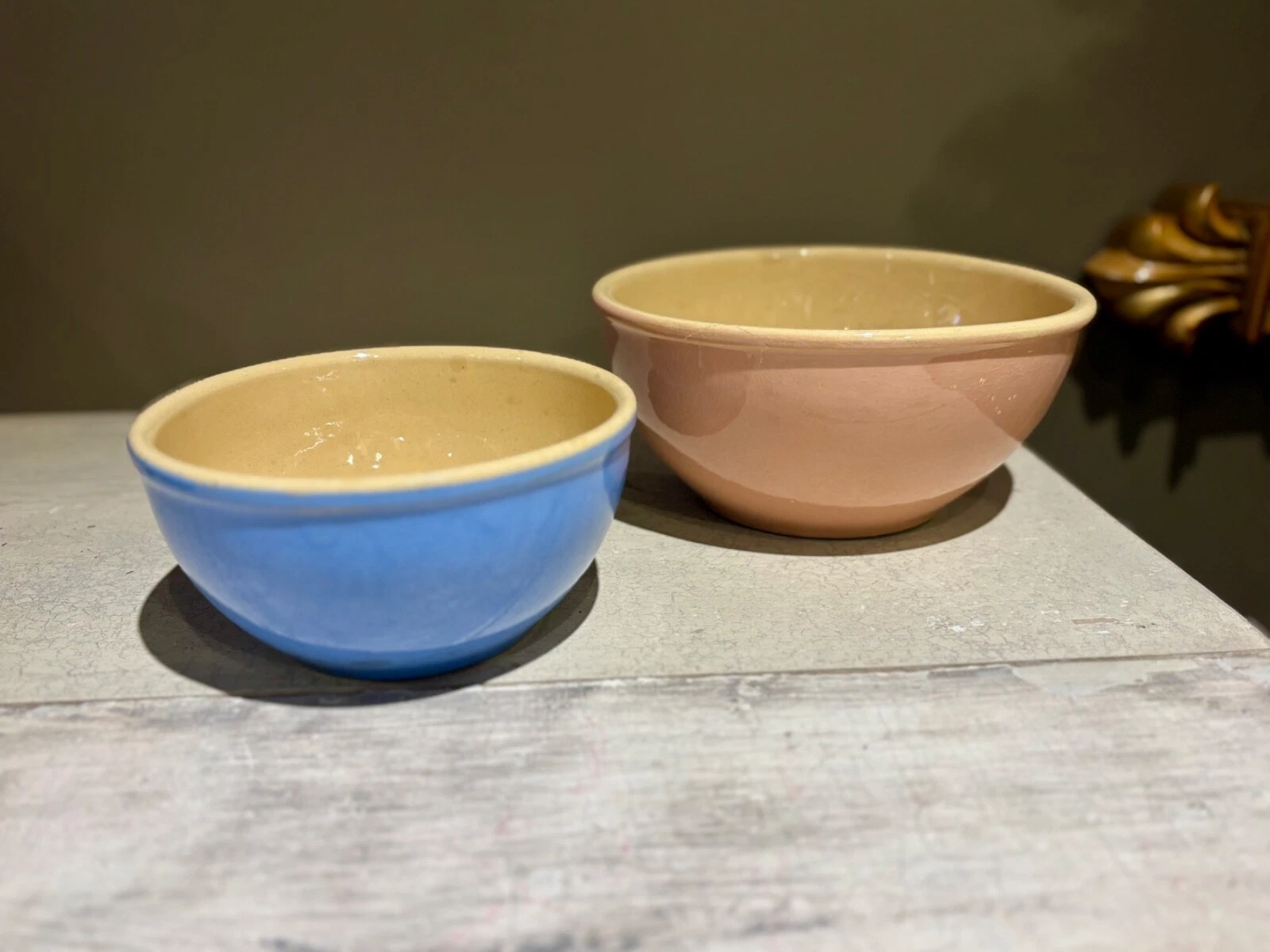 Vintage Blue and Pink Mixing Bowls Set