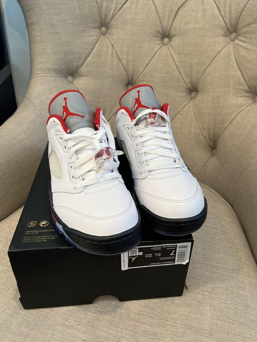 Nike Air Jordan V 5 Low Golf White Fire Red CU4523-100 Men's Nike Air Jordan V 5 Low Golf White Fire Red CU4523-100 Men's