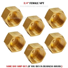 6 x BRASS END CAP 3/4 FEMALE NPT PIPE FITTING AIR FUEL WATER 3/4" FEMALE NPT