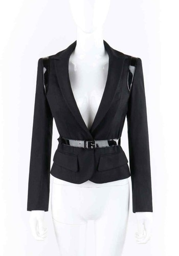 ALEXANDER McQUEEN A/W 2007 “Witches” Black Patent Leather Belted Blazer Jacket - Picture 2 of 8