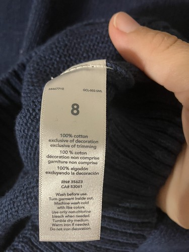Carters Kids Pullover 1/4 Zip Sweater Boys Sz 8 Navy Blue Cotton Preppy NEW - Picture 6 of 6