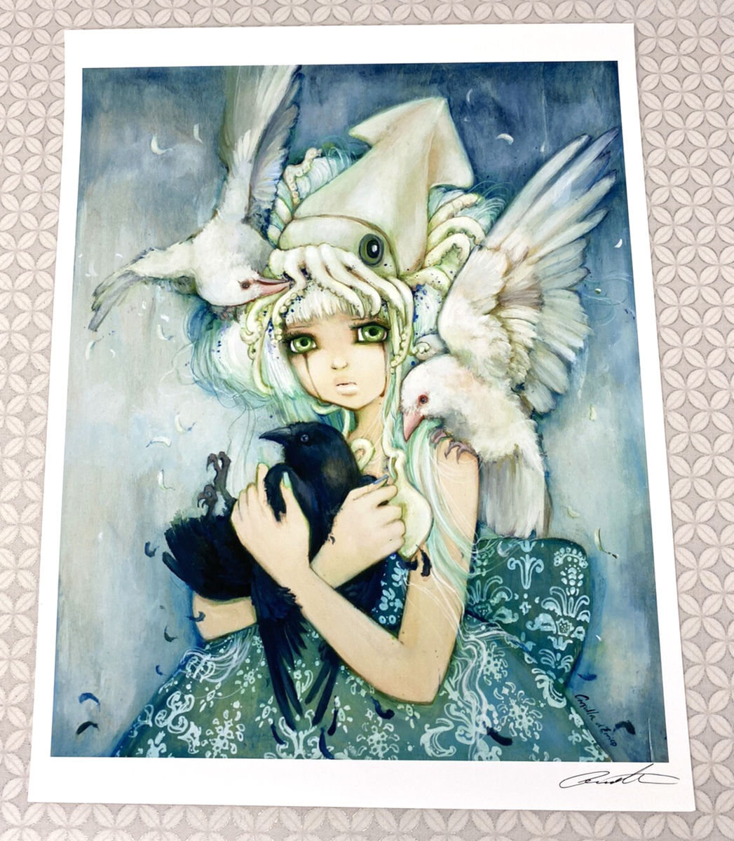 Camilla d'Errico No Ordinary Love Squid Ink Signed Girl Bird