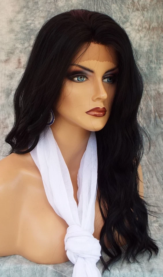 PELUCA NEGRA SUAVE #1 ENCAJE OREJA 2 OREJAS ATADA FRONTAL ENCAJE VENTA EN EE. UU. 117 Foto 3 de 4