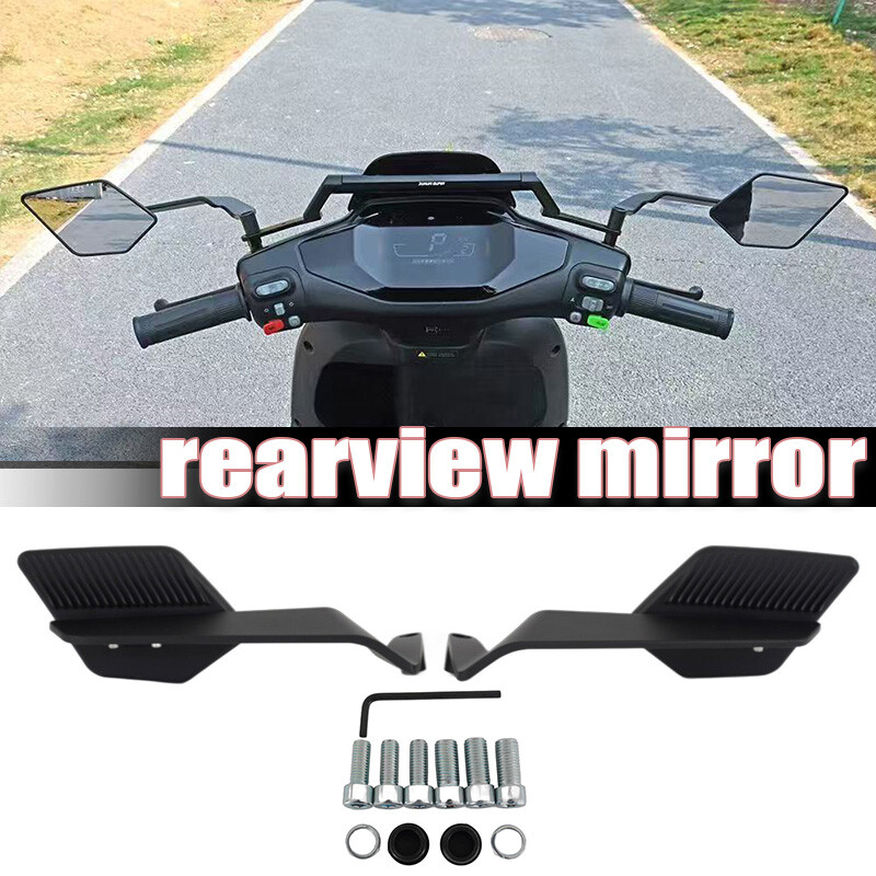 2PCS Motorcycle Adjustable Side Mirrors Rearview Wind Wing