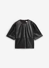 Leder-Tunika aus Lammnappa Gr. 46 Schwarz Damentunika Shirt Bluse Neu